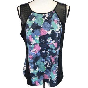 41 Hawthorn Womens Floral Black Faux Leather Detail Tank Top Size M